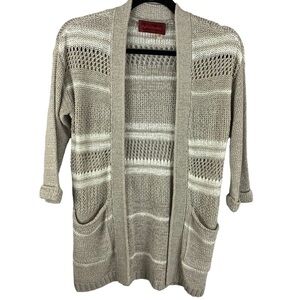 ANTHROPOLOGIE Left on Houston Cream Crochet Open Cardigan Small